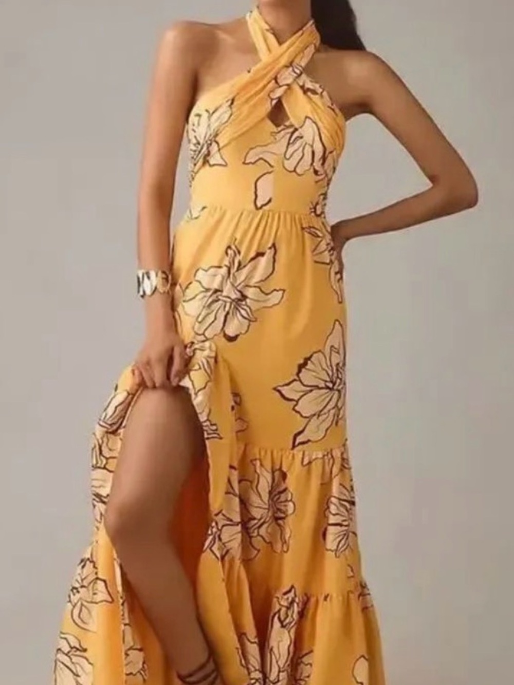 **New With Tags Hutch yellow island halter dress size 8